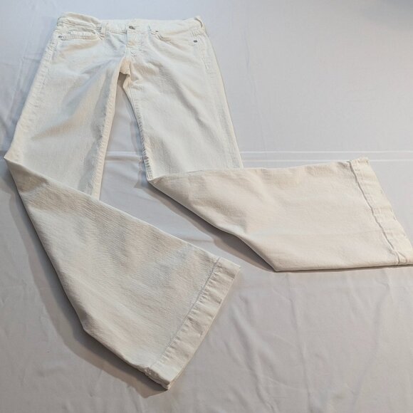 7 For All Mankind Dojo White Flare Legged Denim Size 28 - Picture 1 of 15